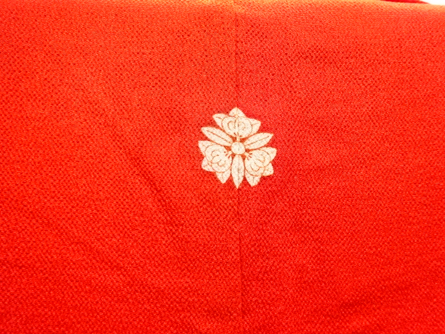  大正ロマン　錦紗草花に幕・御所車模様刺繍五つ紋花嫁衣装振袖3枚重ね